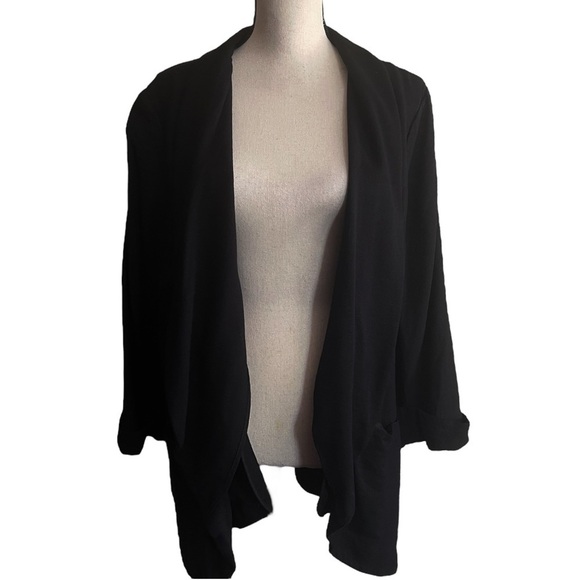 Alfani Black Open Front 3/4 Sleeve Unlined Business Casual Blazer Women's XL - Picture 2 of 9